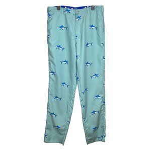 Bermuda Styles Pants Mens Size 36 All Over Shark Print Straight Leg Golf Preppy